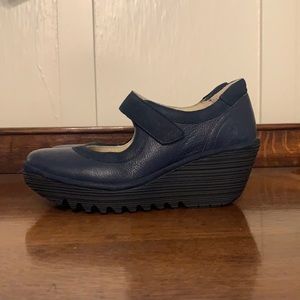Fly London dark blue wedges